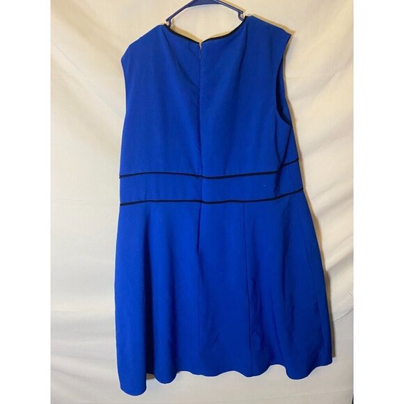 - London Style Womens Fit Flare Blue Sleeveless Dress Plus 20W 2X Midi - Picture 3 of 3